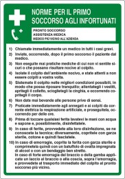 cartello norme per il primo soccorso agli infortunati 