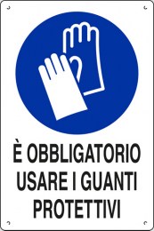 cartello polionda È obbligatorio usare i guanti protettivi 