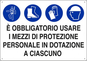 cartello polionda È obbligatorio usare i mezzi di protezione