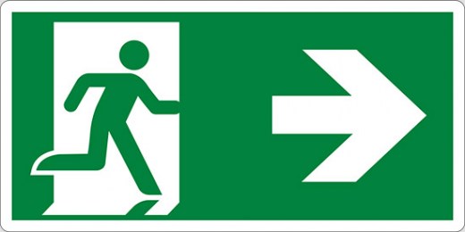 cartello (uscita di emergenza a destra)