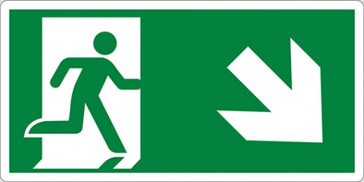 cartello (uscita di emergenza in basso a destra) 