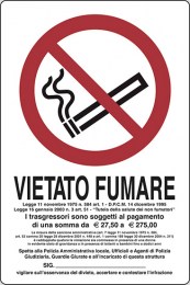 cartello vietato fumare legge 11 novembre 1975 n. 584 